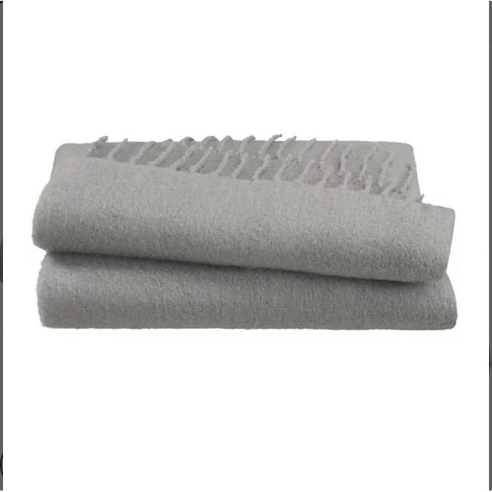 Vellux Solid Gray Woven Throw Blanket Fringe 50 x 60